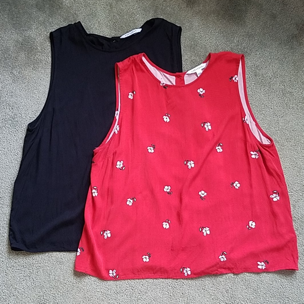 2! POPSUGAR Button Back Tank XXL Bundle Red Black